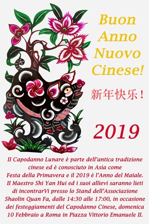 Immagine dell’evento Capodanno Cinese Anno del Maiale - Roma 10 Febbraio 2019