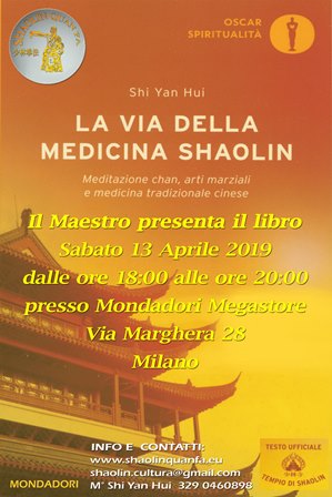Immagine dell’evento Presentazione Libro "La Via della Medicina Shaolin" del M° Shi Yan Hui edito da Mondadori - Milano 13 Aprile 2019