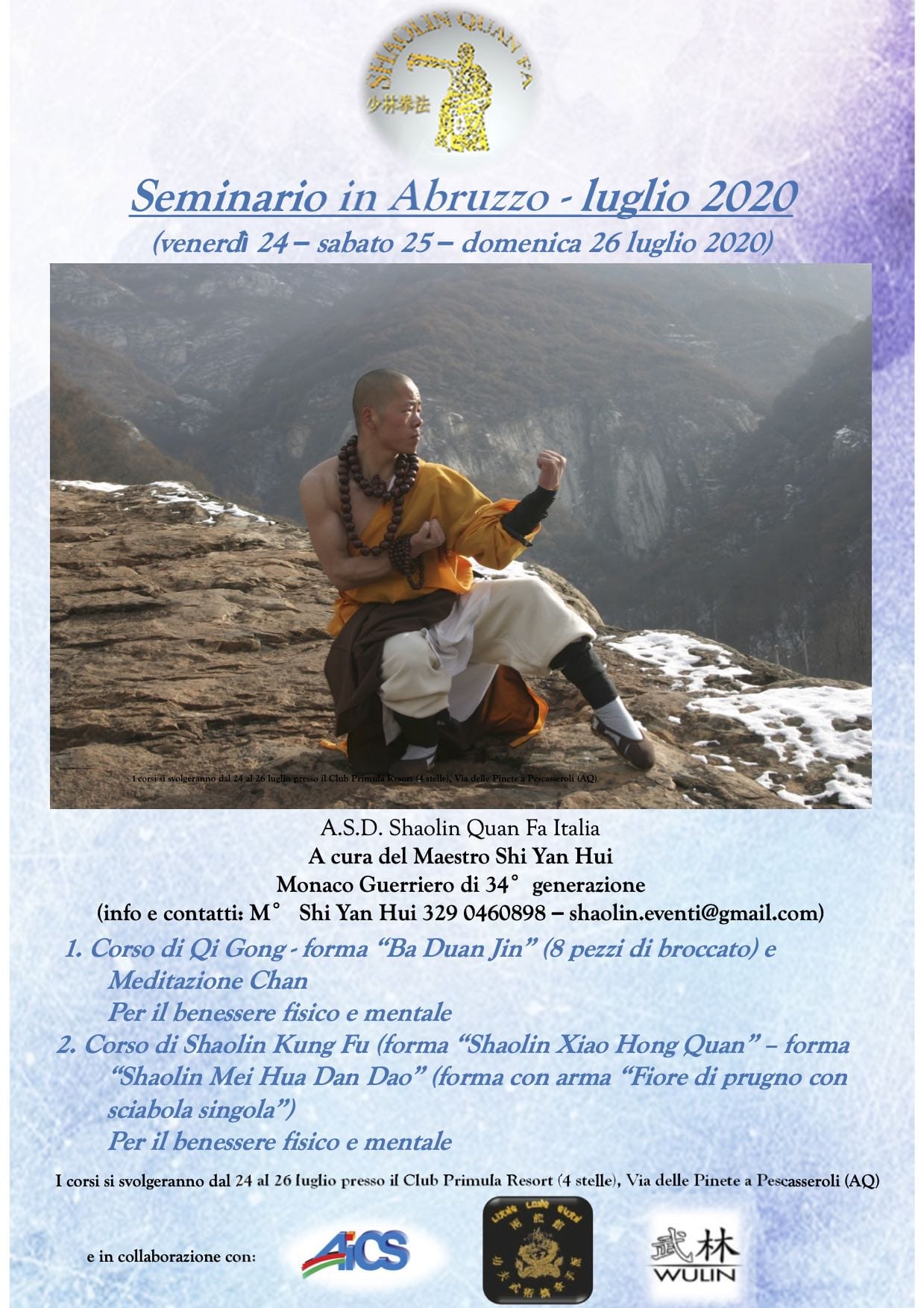 Seminario in Abruzzo – venerdì 24, sabato 25 e domenica 26 luglio 2020
