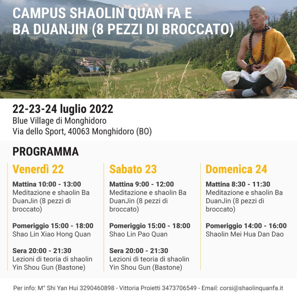 Immagine dell’evento Campus Shaolin Quan Fa e Ba Duan Jin a Monghidoro 2022