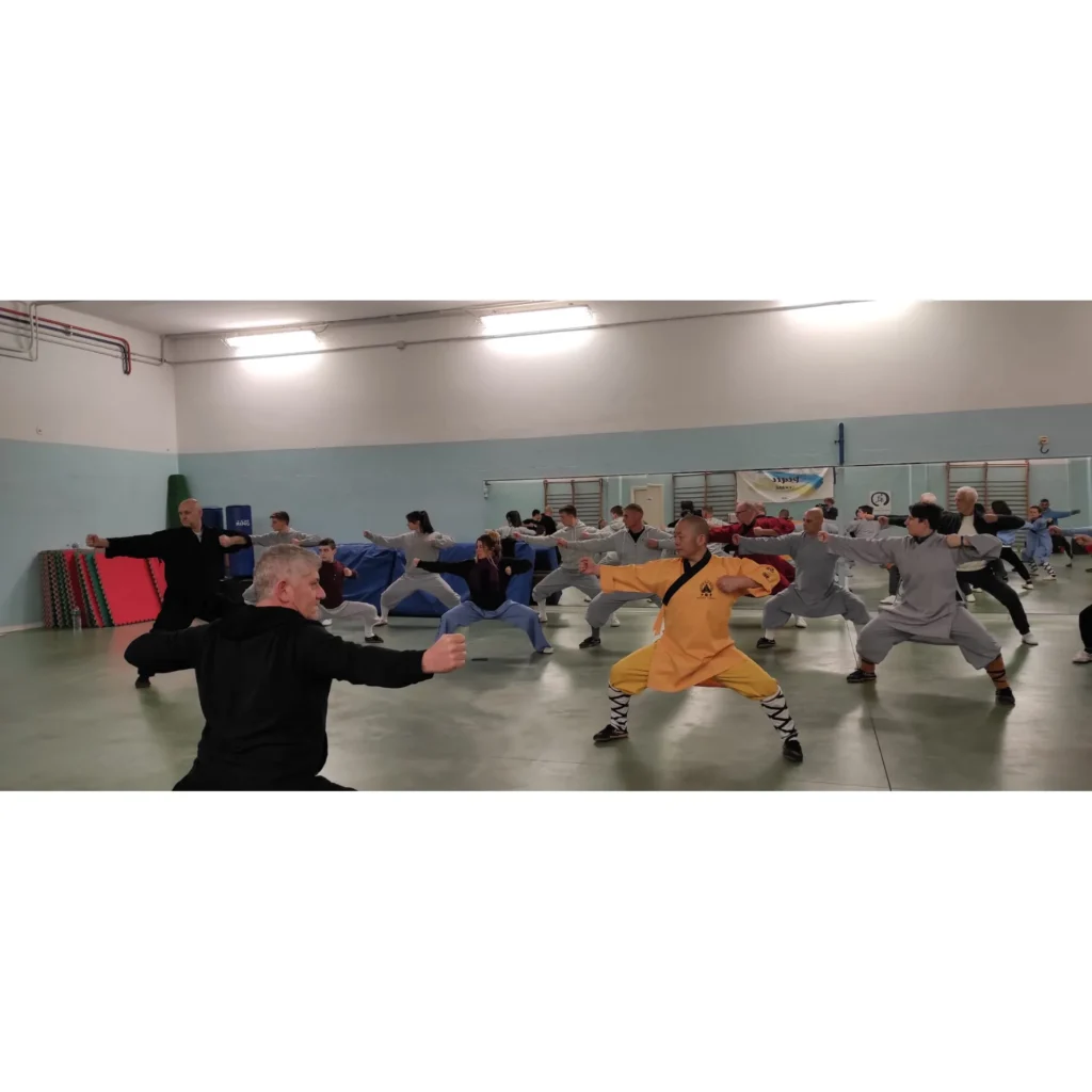 Allievi durante la pratica di Shaolin Kung Fu e Qigong