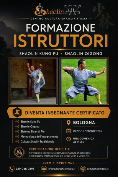 Locandina formazione istruttori Shaolin 2026/2027