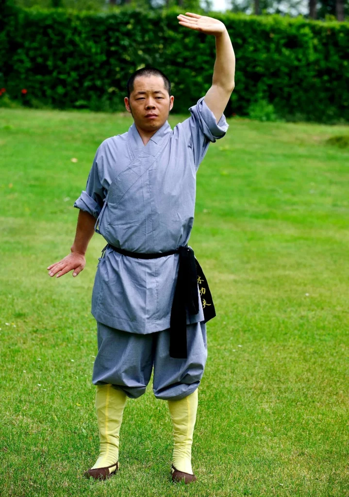 Maestro Shi Yan Hui durante la pratica di Shaolin Kung Fu e Qigong