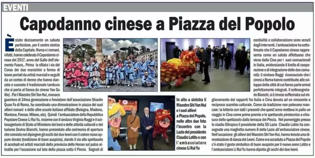 Media, stampa e pubblicazioni di Cultura Shaolin Italia